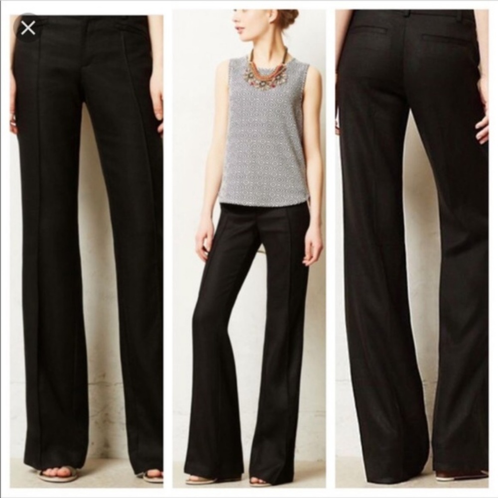 Anthropologie Black Wide-Leg Dress Pants